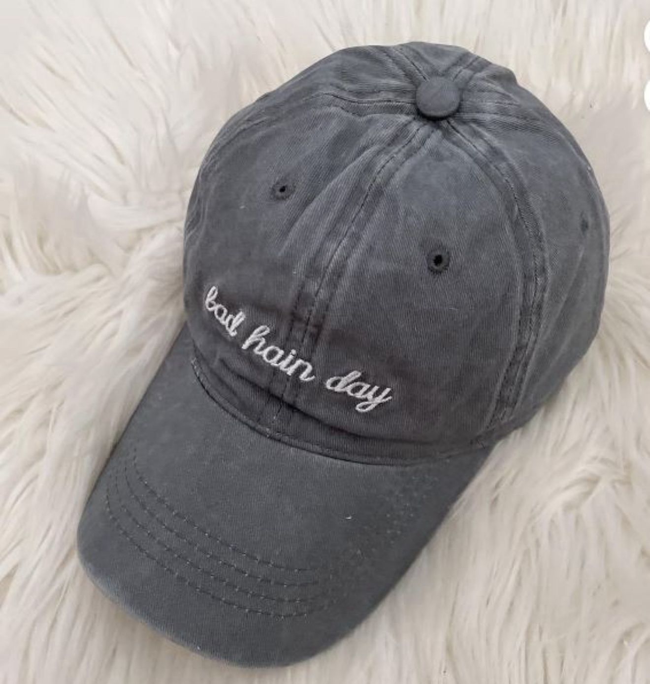 Korean style Bad hair day text grey hat tennis caps