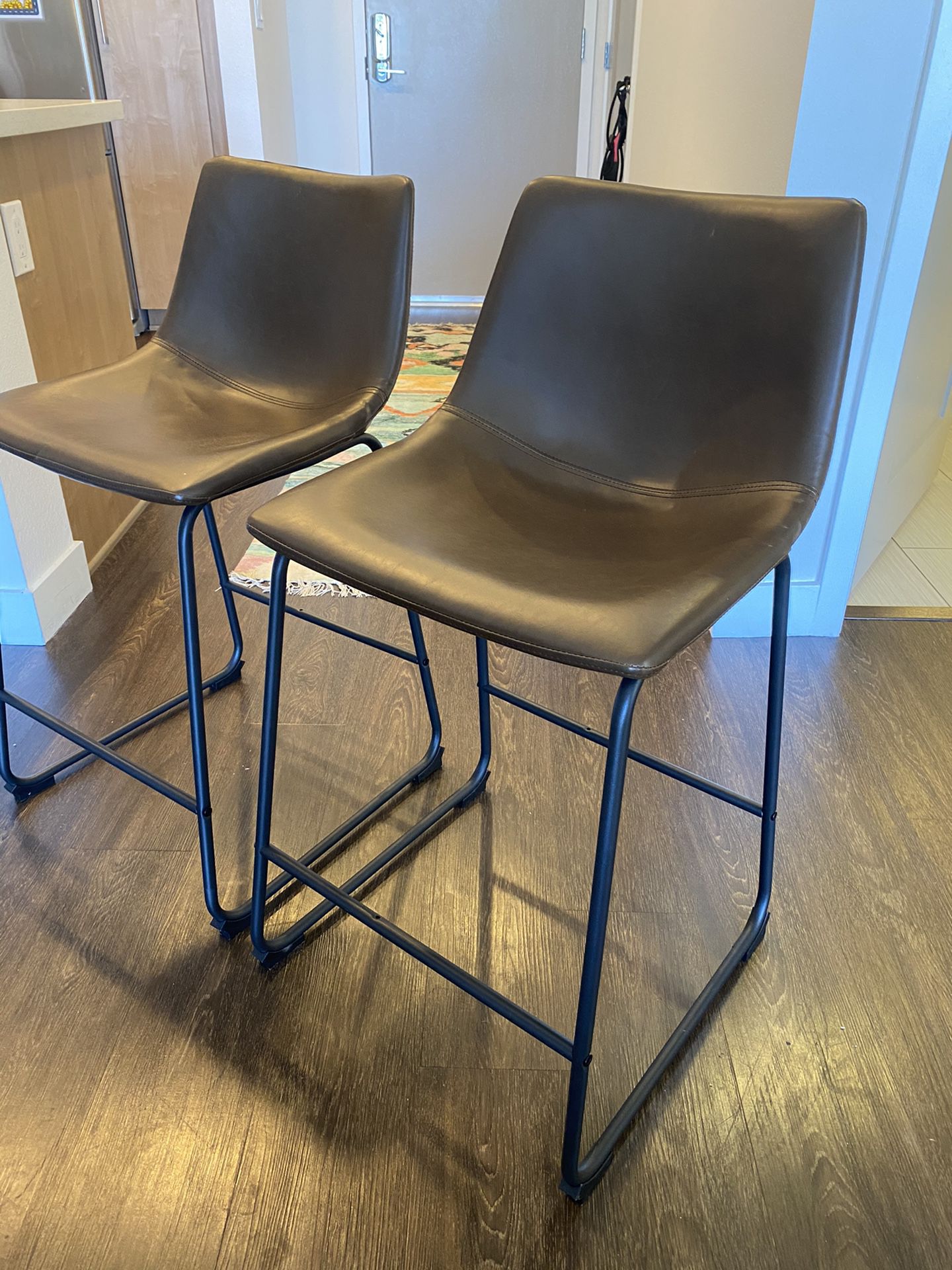 Leather Barstools 24” (pair of 2)