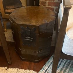 Antique Octagon Wood Side Table 