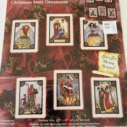 Janlynn Counted Cross Stitch Kit Set of 12 Christmas Story Ornaments 1996 NEW