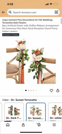 8 piece Artificial Flower Floral w/ Chiffon Ribbon Arrangement for Wedding Chair Backrest Back