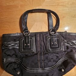 COACH LARGE SOHO BLACK SIGNATURE BRAIDED  SATCHEL