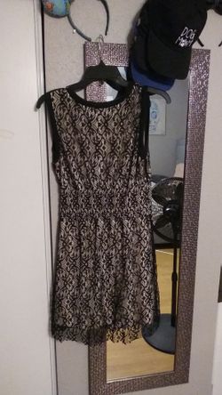 Cute beige black lace overlay dress size large