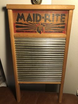 Vintage Maid-rite Wood And Metal Wash Board.