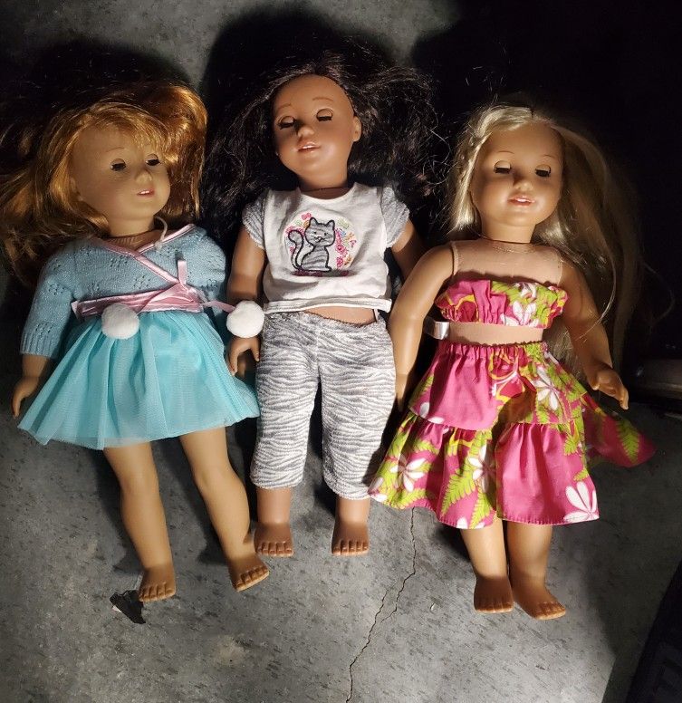 Set Of 3 American Girl Dolls, 18" 