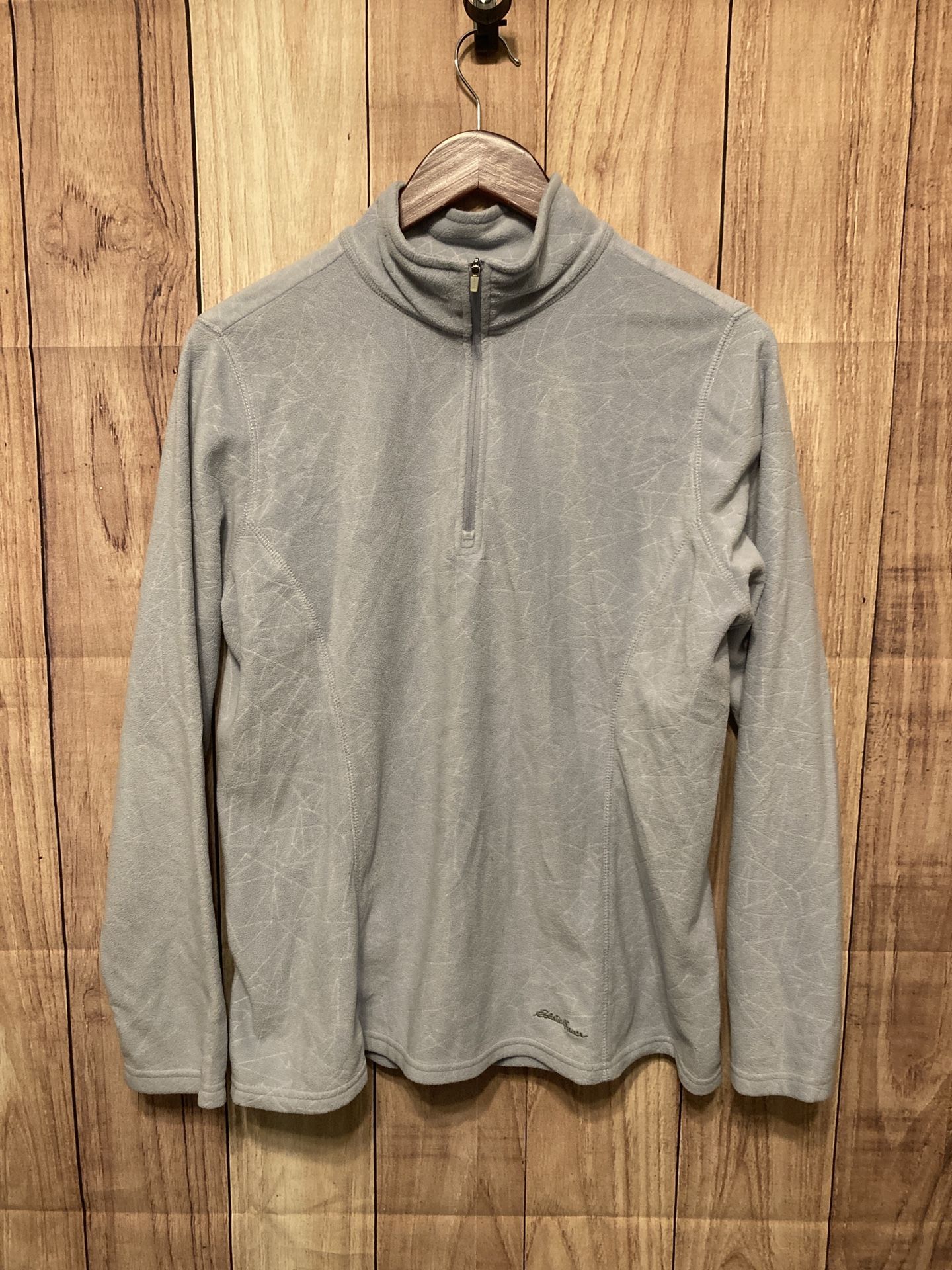 Eddie Bauer Large grey women’s quarter zip fleece sweatshirt top