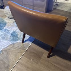 Mid-Century Modern Brown Leather Accent Chair