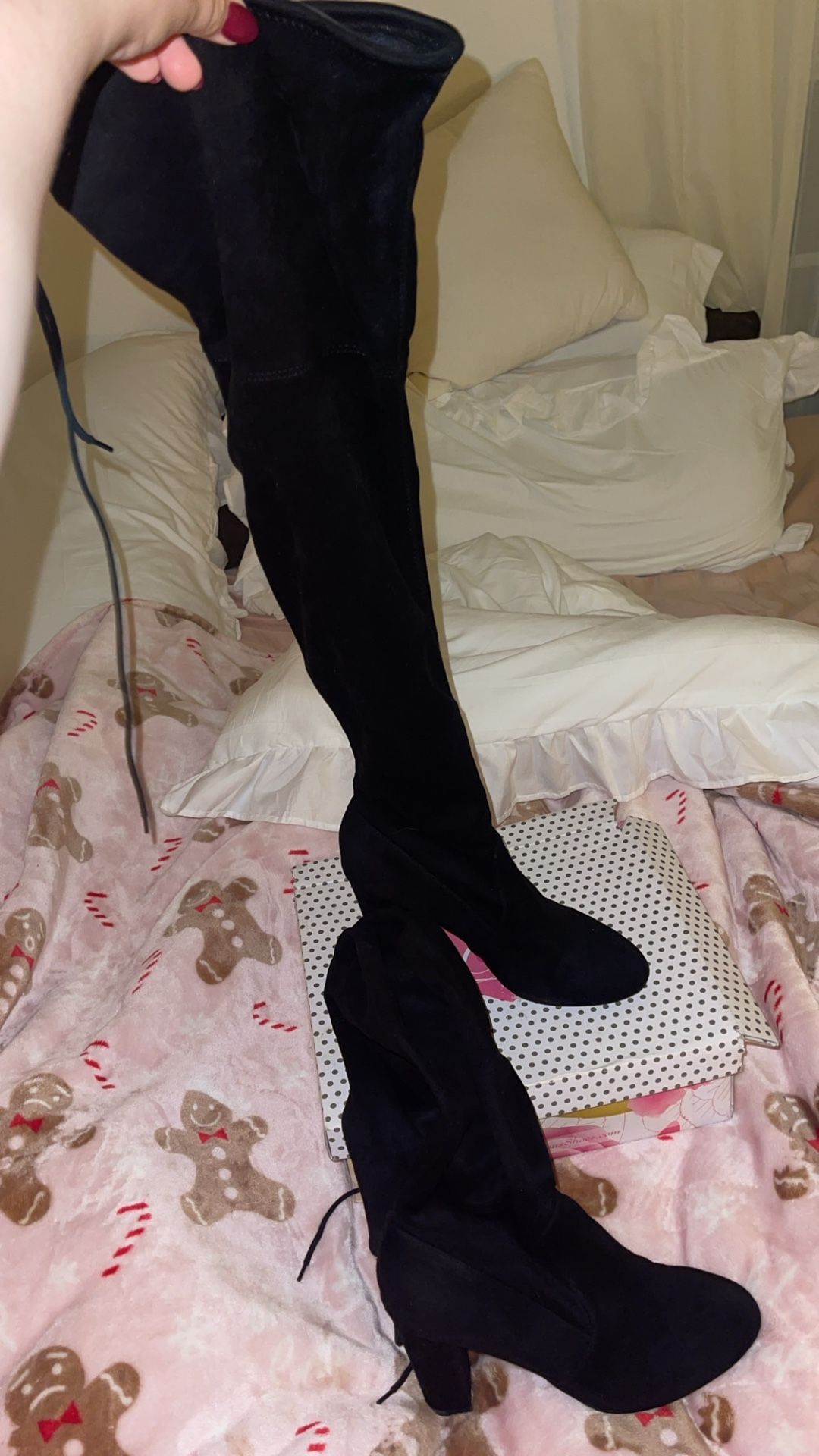 Black Suede Thigh High Boots