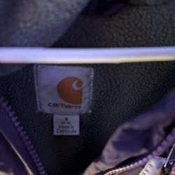 Carhartt jacket, size small (4/6), with a fleece lining, and a hood Purple