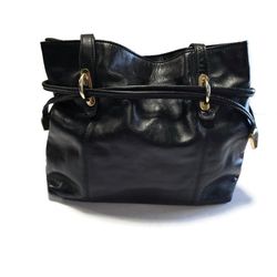 Vintage Letisse Tote Bag Womens Medium Black Leather Heart Accent Shoulder