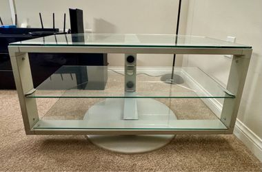 360 dergree rotating glass and metal TV stand
