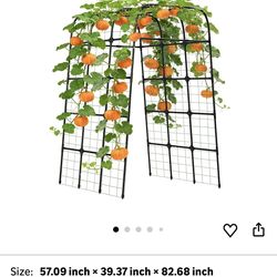 Garden Trellis Arch 7FT PP-Coated Stainless Steel Metal Extra Tall Cucumber Trellis Arch Garden Arch Trellis for Climbing Plants Outdoor Vegetable Tre