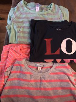 4 long sleeve girls tops size-large 10/12 sizes