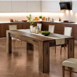 78.7-inch Rectangle Dining Table For 6 to 10 people, Long Dinner Table For Kitchen, Dining Room, Rustic Brown.