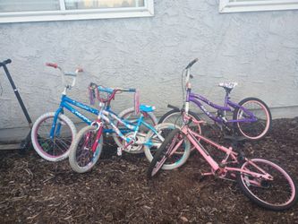 Lot of 4 Kids Girls Bikes Huffy Next