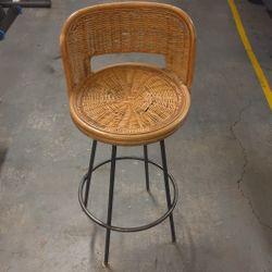 70s swivel rattan bar stool for sale