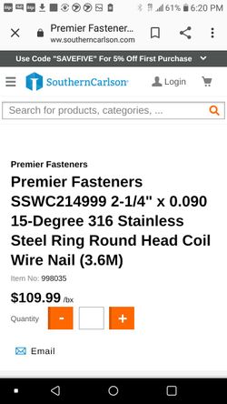 Premier fastener nail gun coil nail