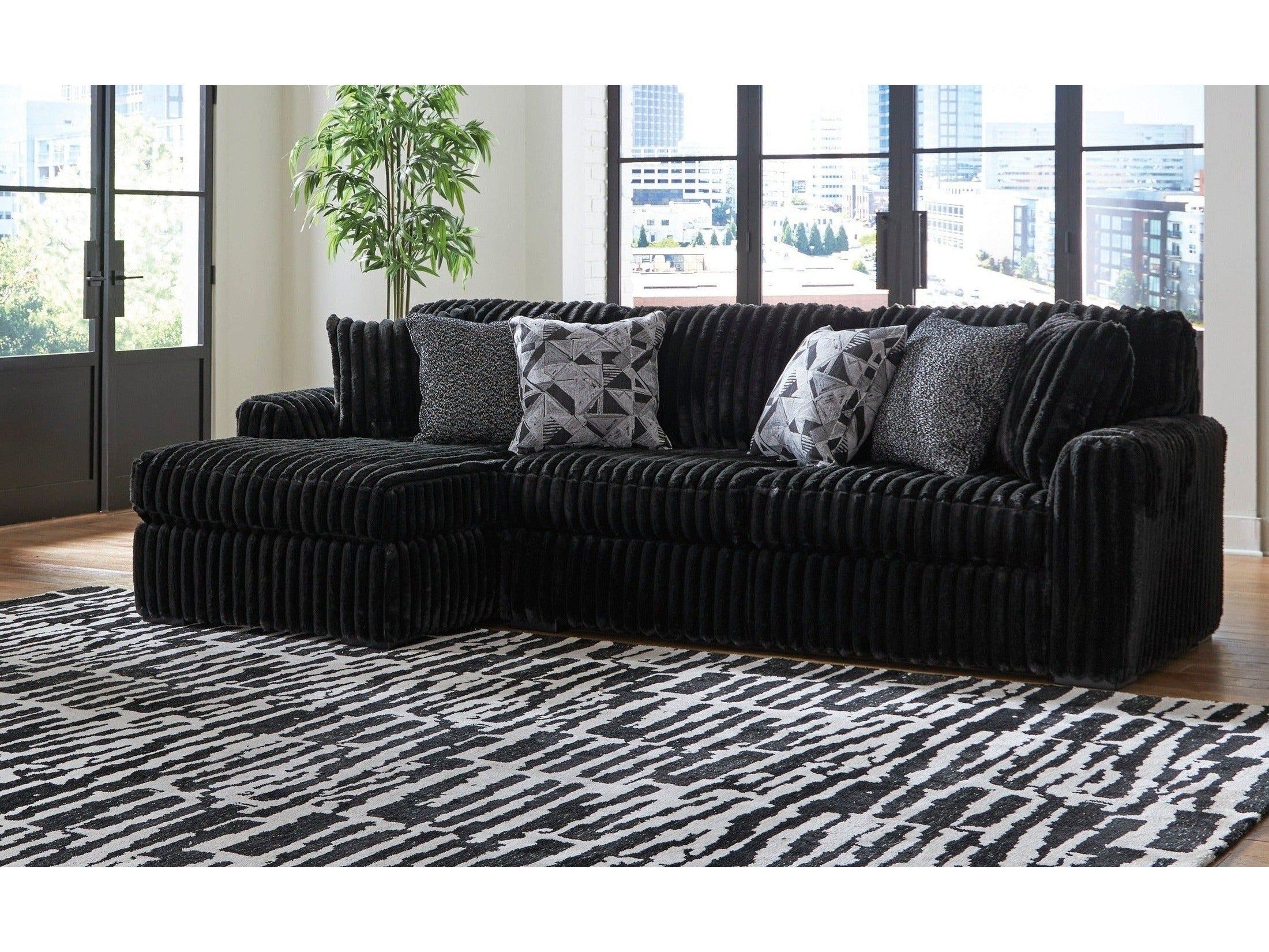 Midnight-Madness Onyx Corduroy 2-Piece LAF Chaise Sectional (Online Special Price)