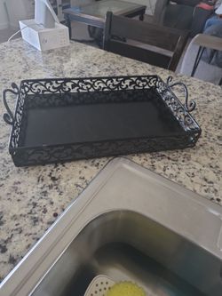 Heavy Black Metal Decorative Serving Tray