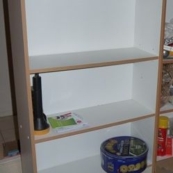 White Book Shelf With Birch Trim