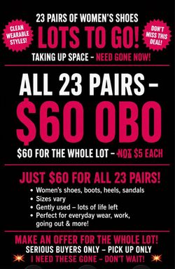 23 Pairs. Sizes 8½–9½. Let’s Get These Gone!