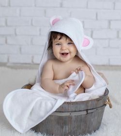 2 100% organic Bamboo  Baby Towel -pink Bear Ears 