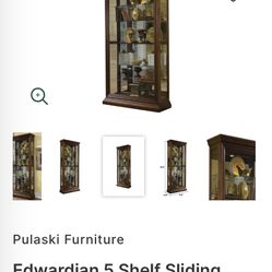 Lighted 5 Shelf Curio Cabinet in Cherry Brown