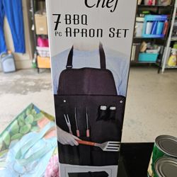 Grande Chef 7 Pc Bbq Apron Set. New