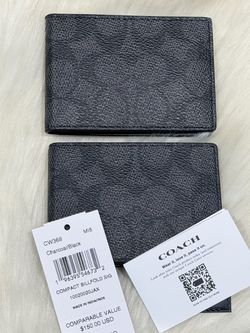 Coach Compact Billfold Wallet Charcoal/Black