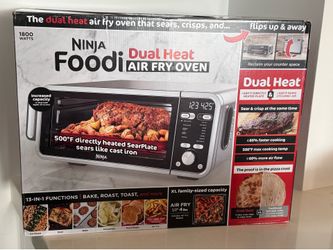 New Ninja Foodi Dual Heat Air Fry Oven Air Fryer 13-in-1 Countertop XL Flip Up