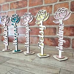 Personalized Name Standing Wooden Rose For Gift 