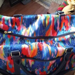 Weekender Duffle Bag With Shoe Compartment Luggage Strap Beautiful Colors Rainbow