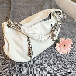 Michael Kors Vintage Cream Leather Hobo Bag / Python Skin NEAR MINT Condition