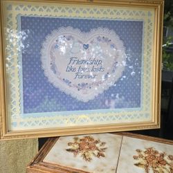 Vintage Cottage Core Heart Friendship Wall Art Ducks
