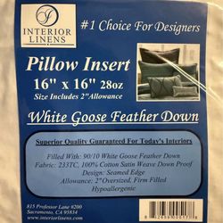 White Goose Feather Down Pillows (Whole Lot) 16x16 - 18x18