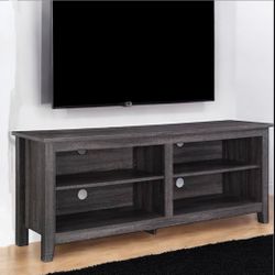 New Charcoal Grey Tiered Top Open Concept TV Stand for TV’s Up To 65” Inches