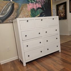 Rustic White Wooden Tall Dresser 