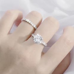 Brand New 3ct round Cut Moissanite Engagement Ring With Wedding Band S925 Sterling Silver 