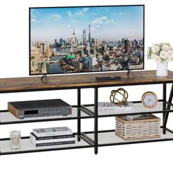 TV Stand for TV up to 65 Inch, Long 55" TV Cabinet with 3-Tier Storage Shelves,Entertainment