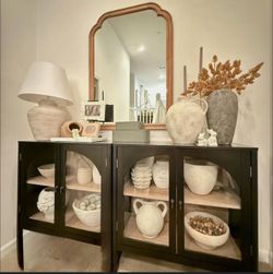 Bedford 2 Door Accent Cabinet Black - Threshold™: Elegant Storage, Pewter-Finish Hardware, Wood Veneer