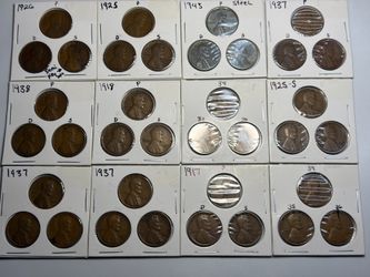 Wheat cents. Teens through 1930s