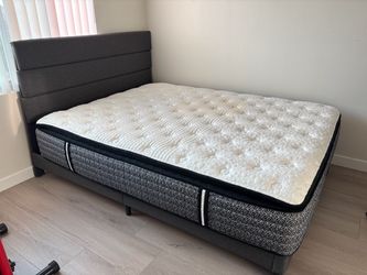 Queen sized bed frame and mattress