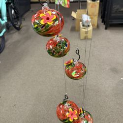 Glass Hummingbird Feeder for Outdoors 6 PCS Small Hand Blown