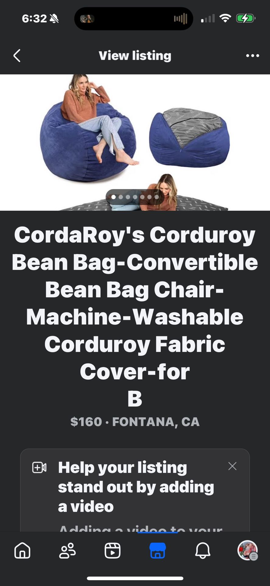 CordaRoy's Corduroy Bean Bag-Convertible Bean Bag Chair-Machine-Washable Corduroy Fabric Cover-for B