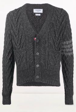 Thom Browne Diagonal Cable-Knit Mohair Wool Cardigan – Size 2