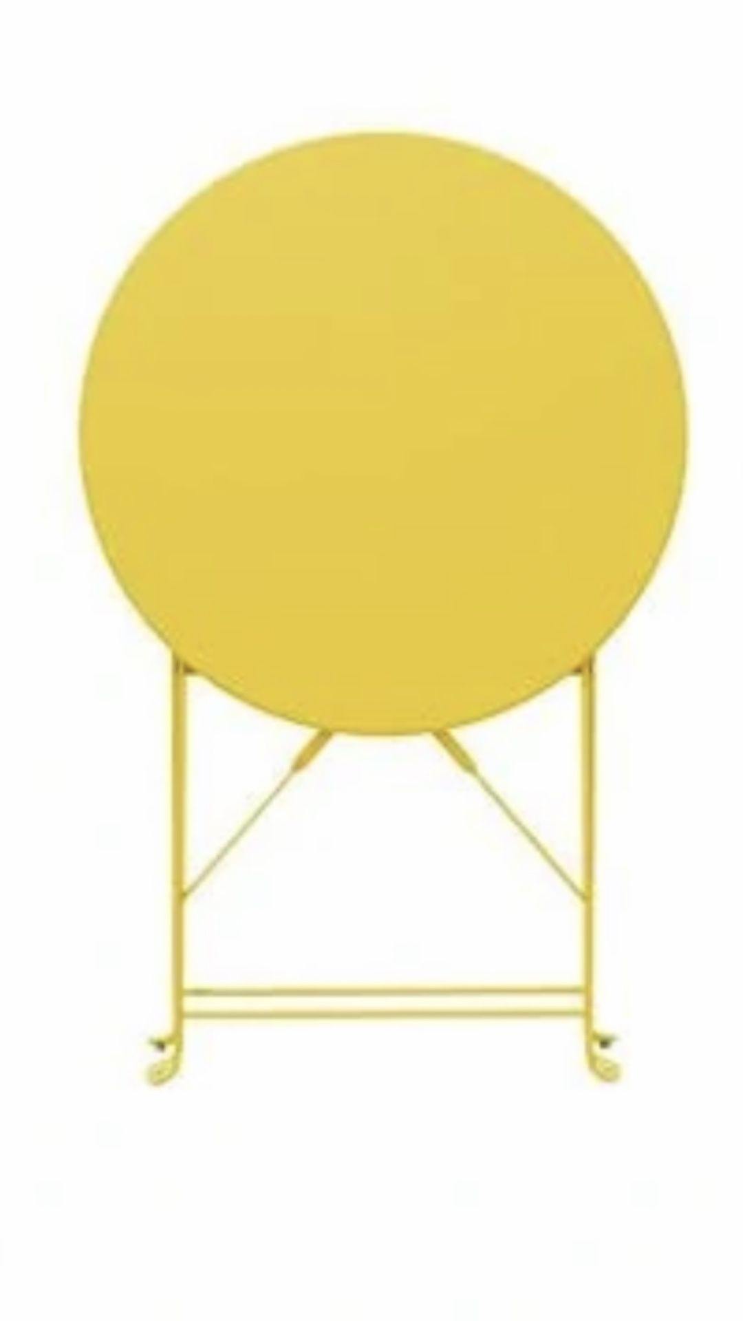 round Steel outdoor restaurant folding table - Yellow Never Used 