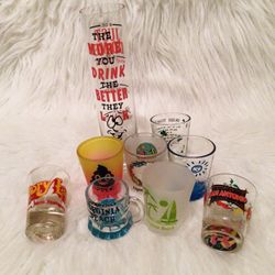 Bundle Lot Of Shot Assorted Glasses 