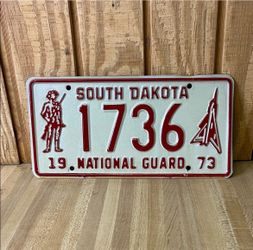 1973 South Dakota National Guard License Plate