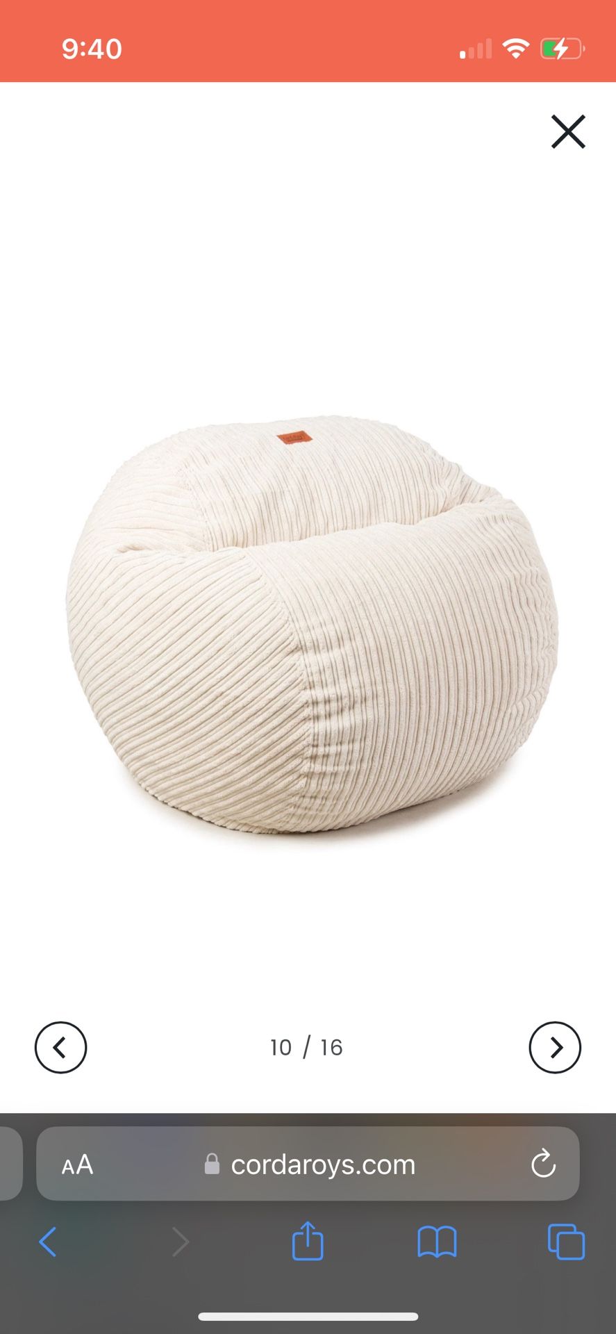 New CordaRoy’s Bean Bag Chair - Size Full