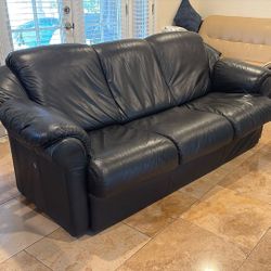 Good Condition Black Genuine Leather Sofa 3 Seater